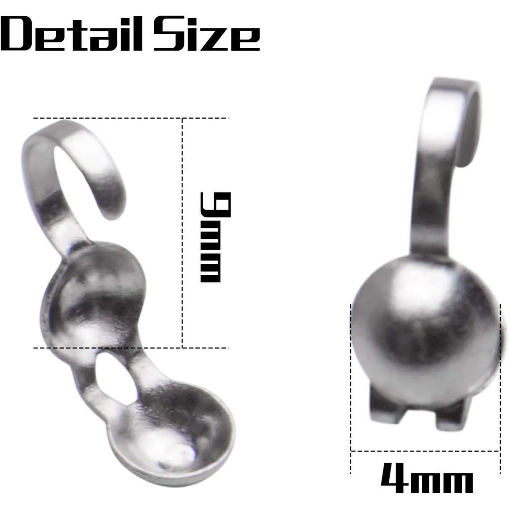 Calottes End Crimps,200Pcs Stainless Steel Fold-Over Bead Tips Clamshell Crimp Bead Tips Knot Covers for Knots,Cord Ends,Crimps Jewelry Making