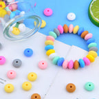 100pcs 12 mm Soft Silicone Abacus Beads Rubber Lentil Shaped Spacer Beads Round Saucer Loose Beads for DIY Bracelets Keychains Jewelry Making Supplies, 10 Colors