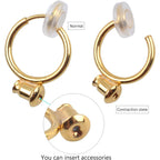 12 Pieces Clip-on Earring Converter Components with Post and 12 Pieces Silicone Earring Pads for None Pierced Ears, 2 Colors