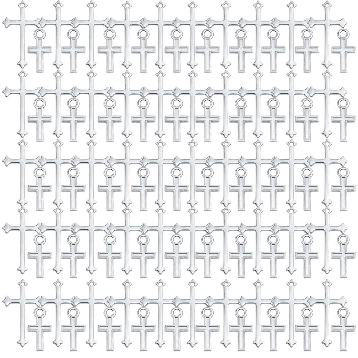 100 Pieces 2 Colors Mini Cross Pendant Charms Alloy Crucifix Cross Pendants Craft Accessories for DIY Necklace Bracelet Earrings Jewelry Making, 2 Sizes
