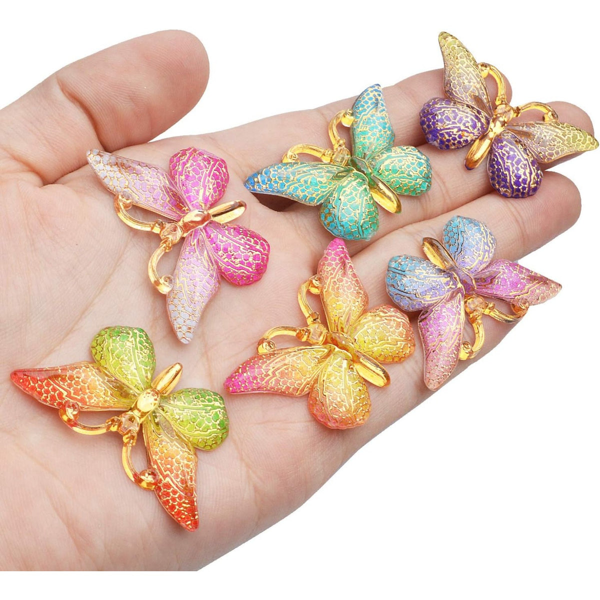 20pcs Colorful 3D Butterfly Charms Plastic Butterfly Pendants Hand Jewelry Accessories for DIY Earrings Bracelet Necklace