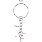 BronaGrand 50pcs 25mm Split Key Ring with Extend Chain and 12mm Screw Eye Pin for Craft Charm Making