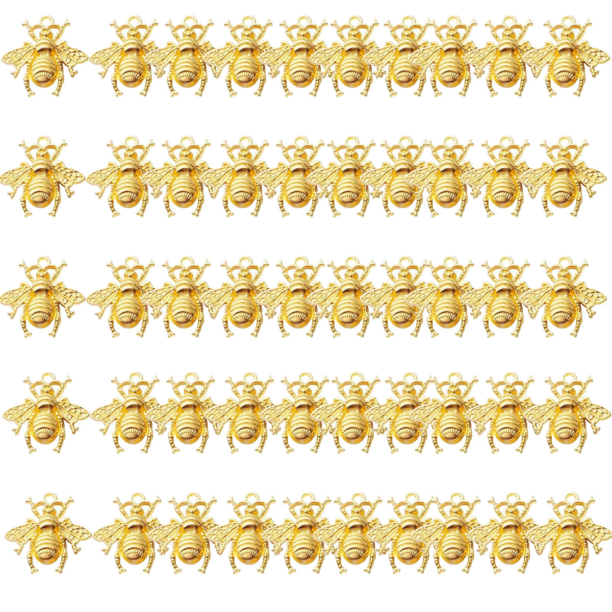 50pcs Alloy Bee Charms Honeybee Charm Pendants Insect Pendant for DIY Jewelry Craft Making Accessory,21mm×20mm,5 Colors