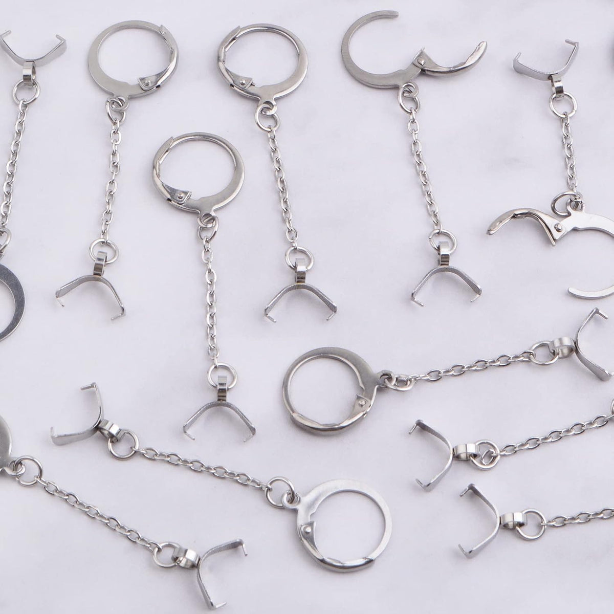 20pcs Stainless Steel Round Leverback Earring Hooks Hypoallergenic Earwires Earring Hooks with Beading Chains Pinch Bail Clasps for DIY Earrings Jewelry Making Supplies