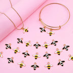 24pcs Alloy Enamel Bee Charms Cute Animal Honeybee Insect Pendant Charms with Rhinestone for DIY Necklace Bracelet Earrings Jewelry Making Decor, Yellow and White