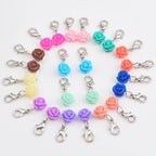 24pcs Clip On Flower Charms Rose Dangle Charms Pendant with Lobster Clasp for DIY Bracelet Necklace Jewelry Making,12 Colors
