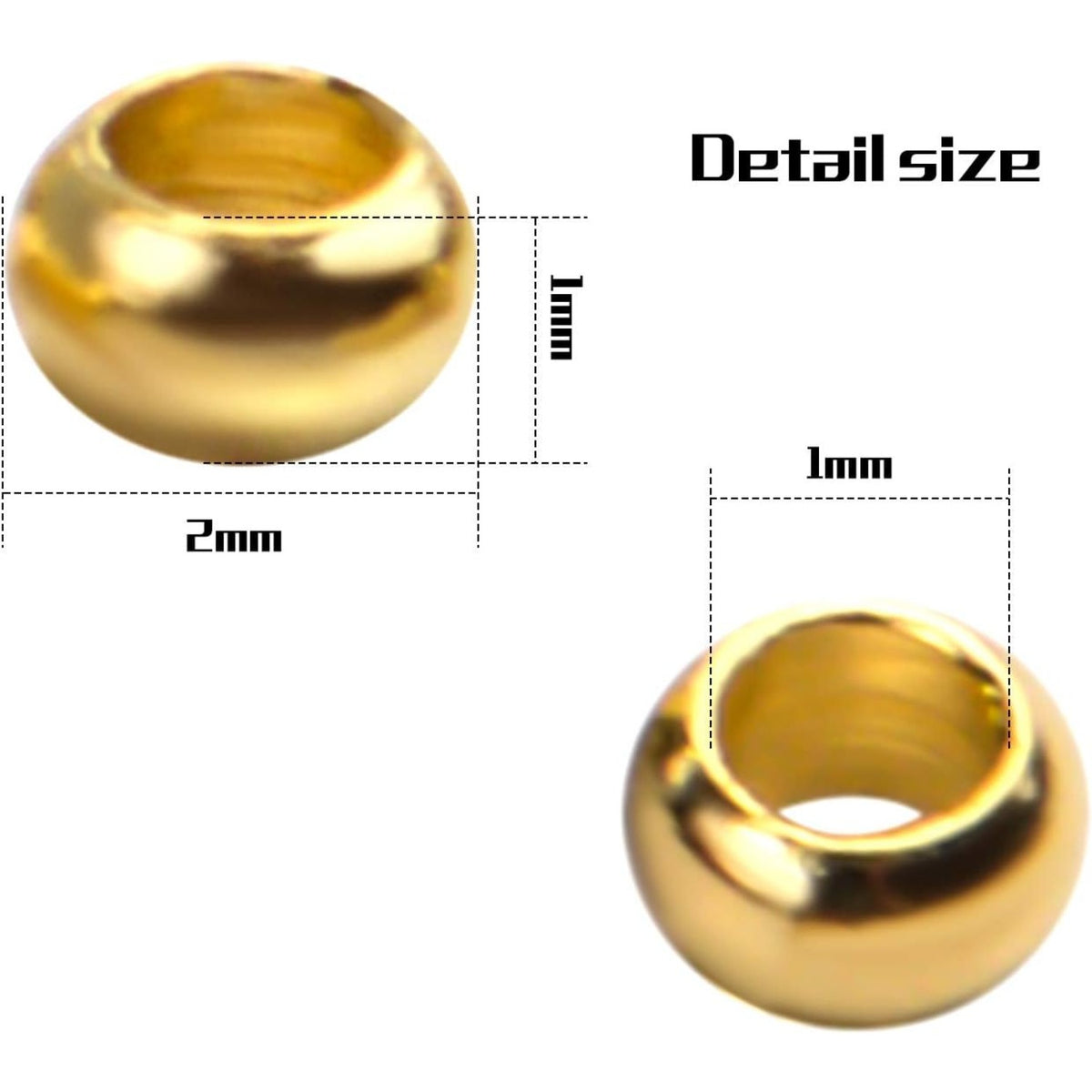 2000pcs Crimp Beads Positioning Beads Mini Spacer Beads for Jewelry Bracelet Making,Silver & Gold 2x2x1mm Hole1.2mm