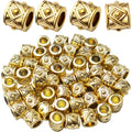 50pcs Tibetan Antique Gold Column Spacer Beads Jewelry spacers Tube Beads Spacers Large Hole for DIY Jewelry Making Crafts Supplies