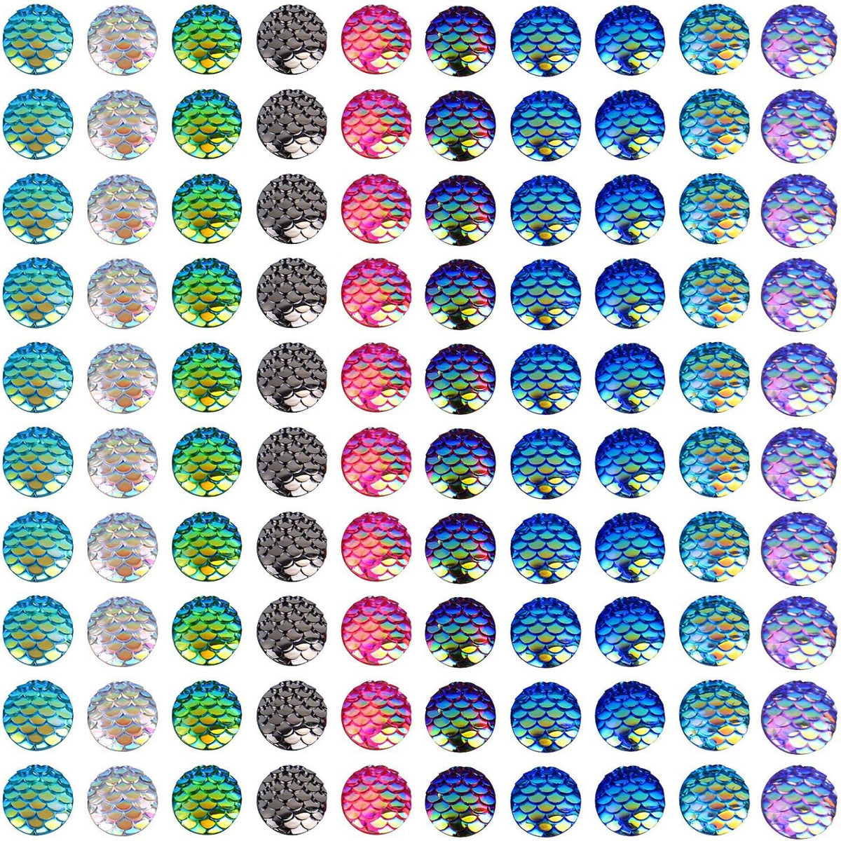 Cabochon Earring Setting, 24 Pieces Stainless Steel Bezel Stud Blanks and and 100 Pieces Fish Scale Glass Cabochons 24 Pieces Bullet Earring Backs for Earring Making