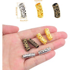60pcs Tibetan Hollow Column Spacer Beads Alloy Large Hole Long Curved Tube Slide Loose Beads for DIY European Charms Jewelry Making Findings, 3 Colors, Hole: 5 mm