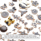 Black Enamel Charms,31pcs Gold Plated Enamel Charms Mixed Flower Star Cat Fish Pendants Jewelry Making Accessories for Necklace Bracelet Earrings