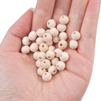 BronaGrand 300pcs 8MM Natural Color Round Ball Wood Spacer Beads Jewelry Findings Charms