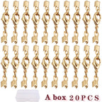 20pcs Golden Lobster Claw Clasps with Cord Ends Metal Leather Cord End Caps Fold Over Crimp End Tips Connector with a Plastic Box for DIY Necklace Bracelets Jewelry Making