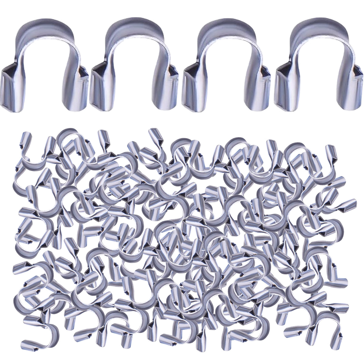600pcs Wire Guardian U-Shaped Wire Guard Loops Wire Cable Thread Protectors with a Box Accessories for DIY Craft Earring Bracelet Necklace Jewelry Making, 6 Colors