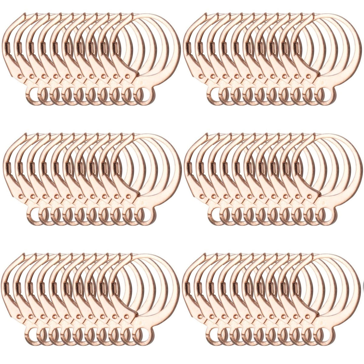 60pcs French Round Earring Hooks Leverback, 30 Pairs, 6 Colors, Simple Design, Polished Finish, Nickel &, Suitable for Jewelry Making & Crafting