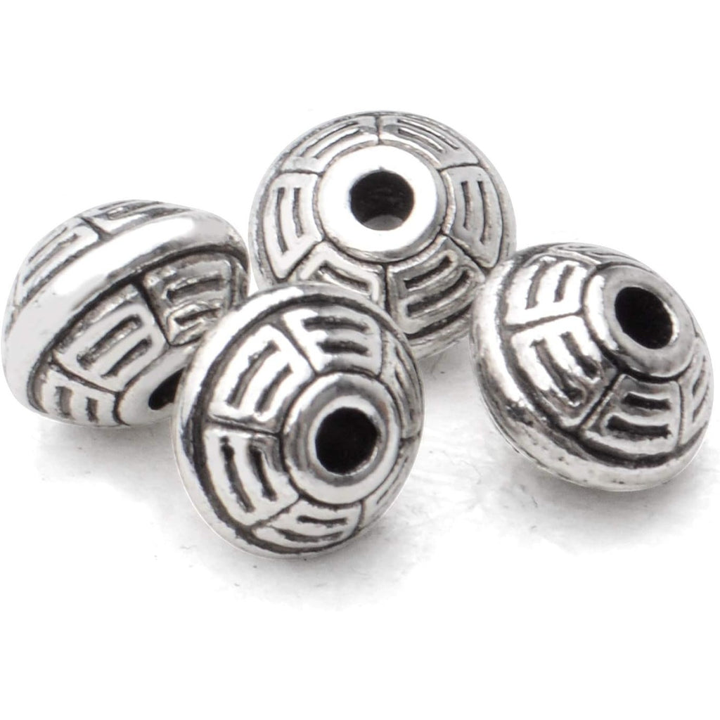 100pcs 8.5mm Tibetan Spacer Beads Bicone Bead Spacer Alloy European Spacers Loose Beads Jewelry Spacer Charms with A Box for DIY Jewelry Making