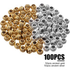 Large Hole Beads,100pcs 8mm Tibetan Barrel Spacer Beads European Charms Beads with 4mm Hole for Bracelet Necklaces Jewelry Making