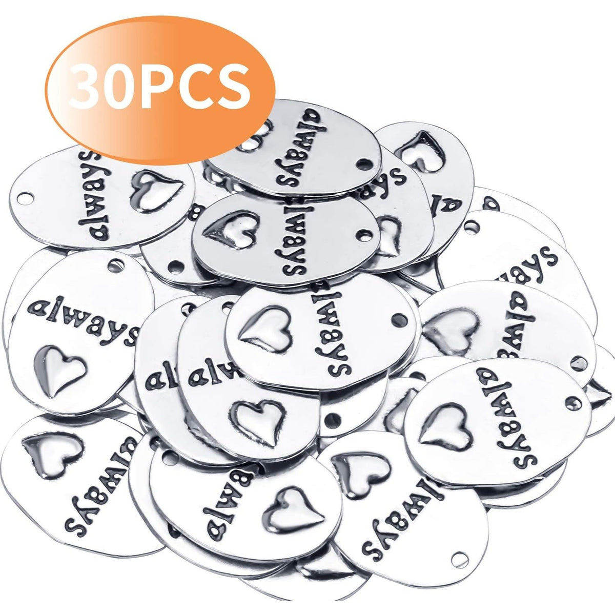 Inspirational Words Charms, 30pcs Lettering Saying Pendants (always) Charms Beads Jewelry Findings for DIY Necklace Bracelet