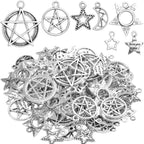 100g (80-150pcs) Mixed Moon Star Charms Antique Alloy Celestial Charms Pendants for Bracelets Necklaces Crafts