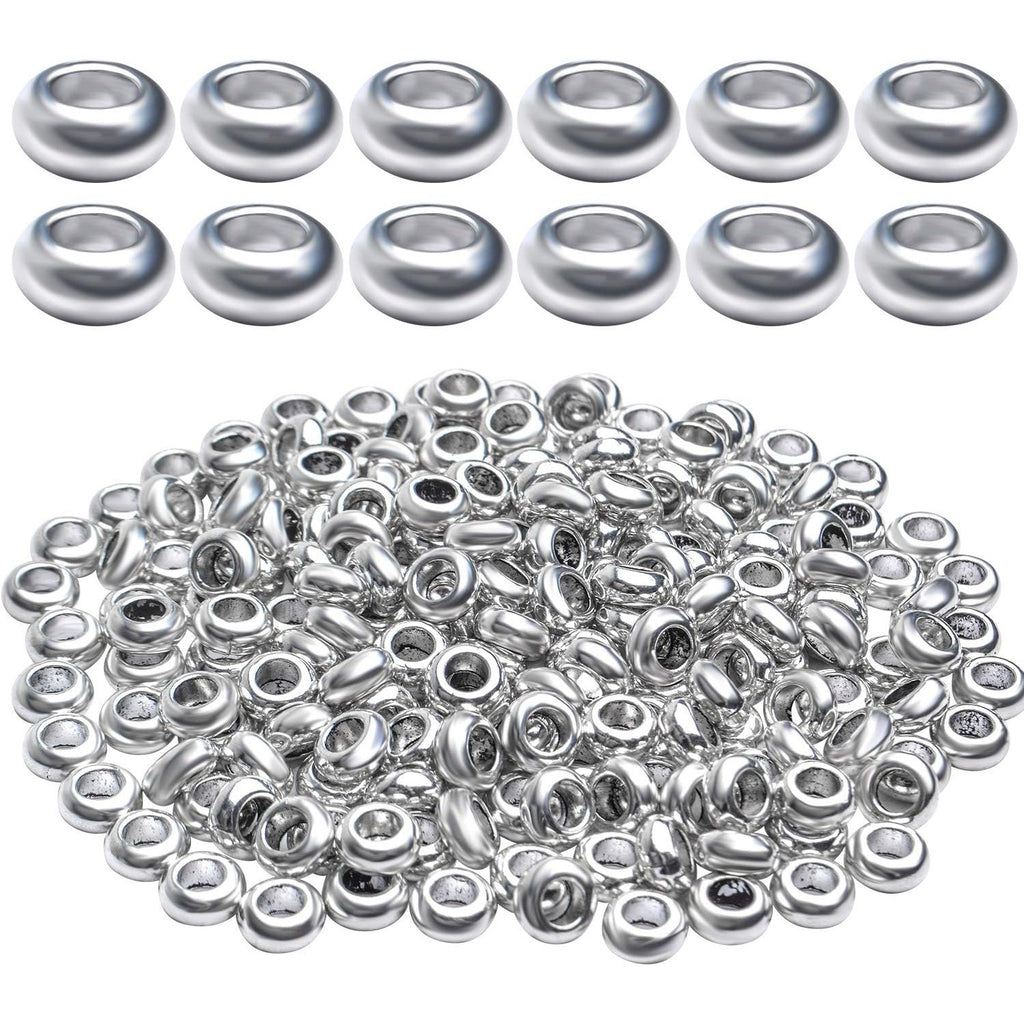 Spacer Beads, 200pcs 7 mm Tibetan Silver Spacer Beads Antique Alloy Round Spacer Beads Metal Spacers Smooth Loose Beads for DIY Crafts Necklaces Bracelets, Hole: 3.5 mm