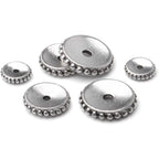 200pcs Tibetan Antique Silver Flat Round Spacer Beads Rondelle Bead Spacers Charms Spacer Loose Beads with A Box for Jewelry Making Crafts Supplies