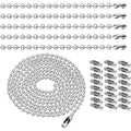 10pcs 1m Length Nickel Beaded 2.4mm Ball Bead Chain Necklaces Pull Chain Extension With 50pcs Connector