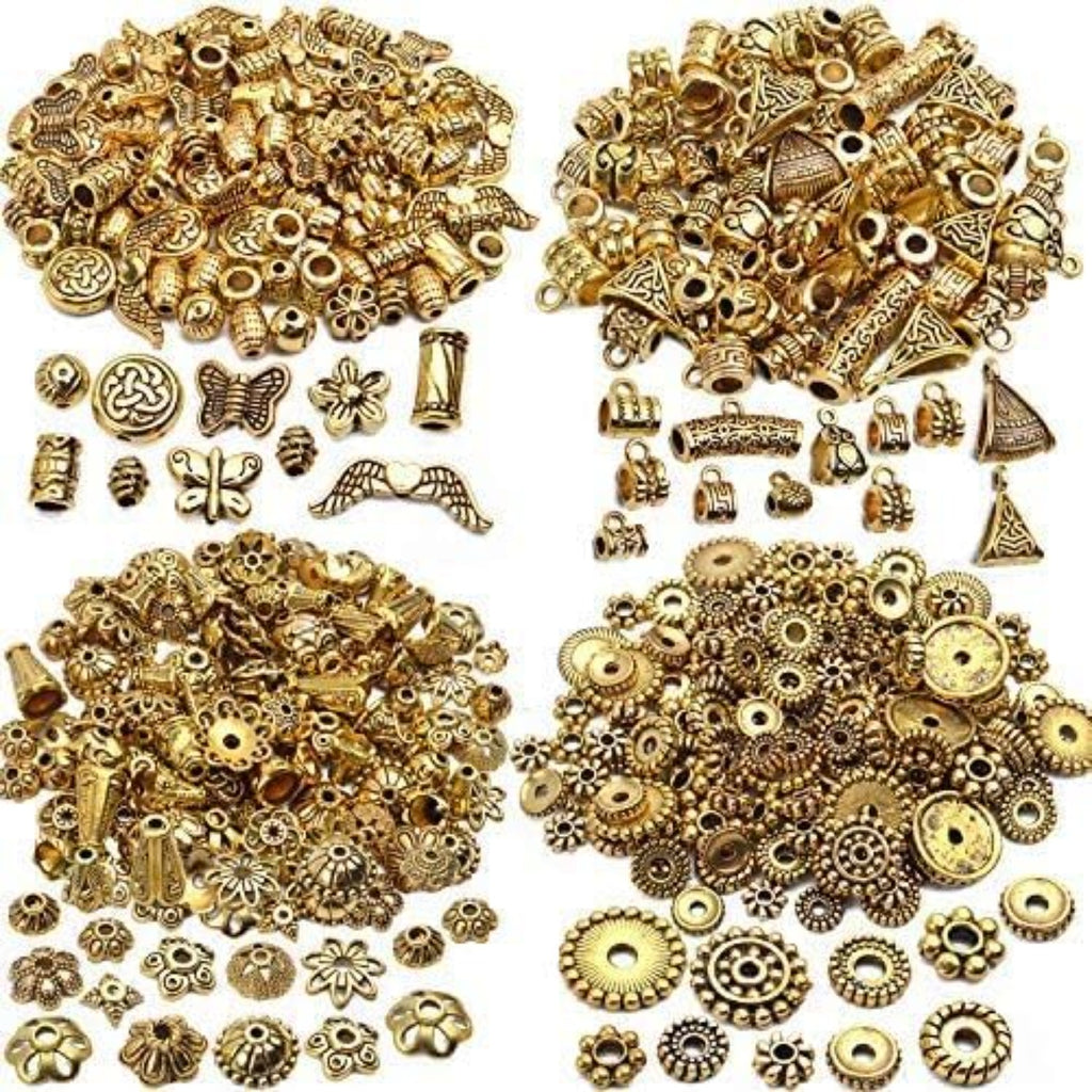 200g (About 400-500pcs) Tibetan Alloy Spacer Beads Flower Bead Caps Bail Beads Rondelle Beads for Jewelry Making DIY Bracelet Necklace Crafts