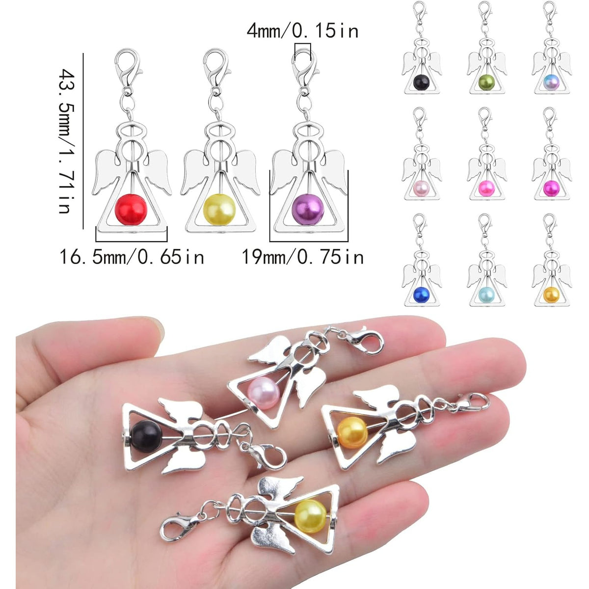 24pcs Angel Wings Dangle Charms Alloy Guardian Angel Fairy Wing Pendants with Lobster Clasps for DIY Necklace Earrings Key Chains Jewelry Making Wedding Decor, 12 Colors