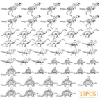 50pcs Antique Silver Mixed Dinosaur Charms Tibetan Alloy Animal Dinosaur Shape Dangle Pendants Bulk Lot for DIY Necklace Bracelet Jewelry Making Supplies, 5 Styles