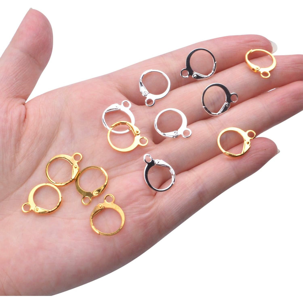 Hypoallergenic Earring Hooks, 120 Pieces Brass Lever Back Earring Round French Hook Ear Wire with Open Loop for Earring Designs Jewelry Making - 4 Colors