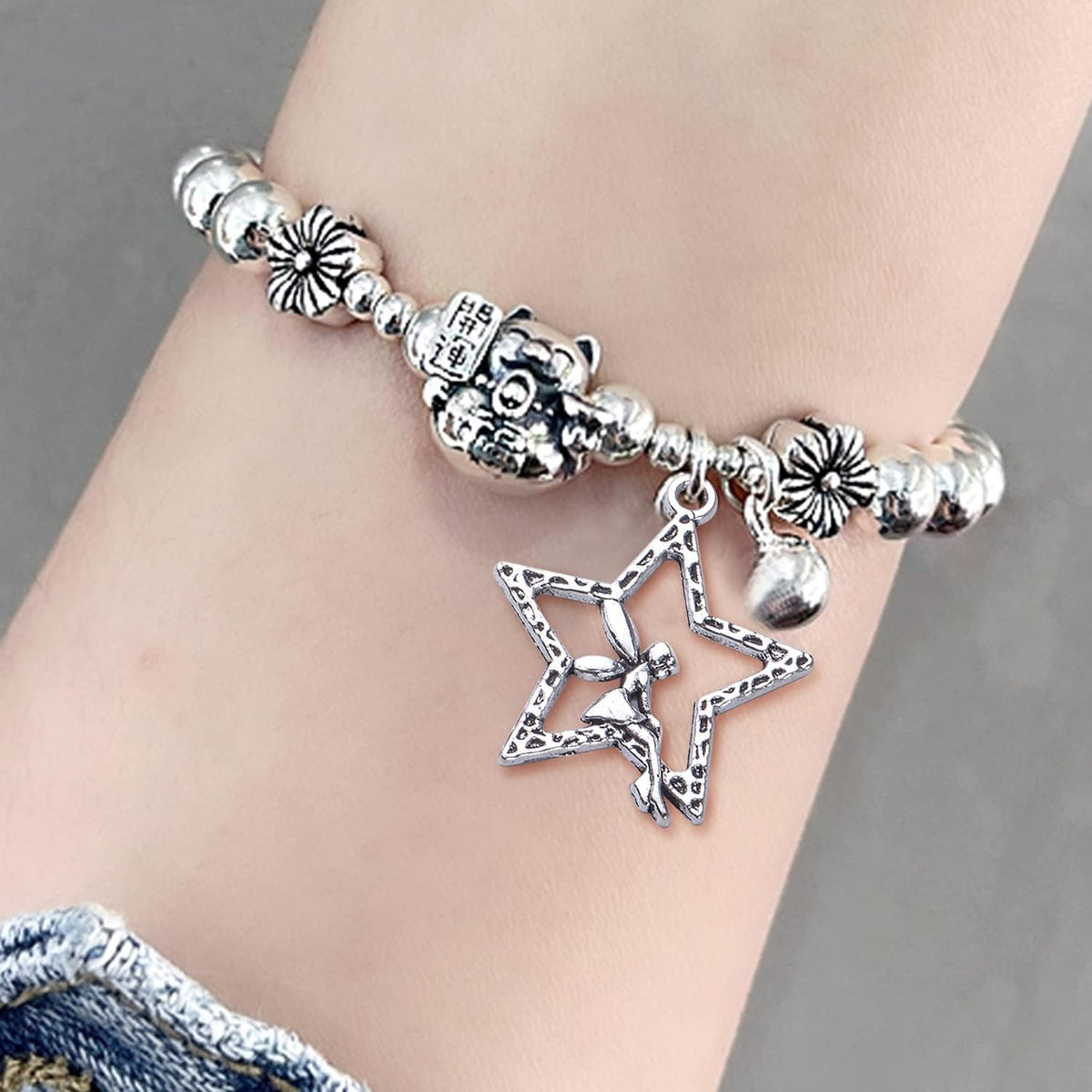 60pcs Fairy Charm Pendants Alloy Angle Charms Fairy on Star Charms Craft Supplies for DIY Earrings Necklace Bracelet Jewelry Making and Crafting Accessory, 3 Colors