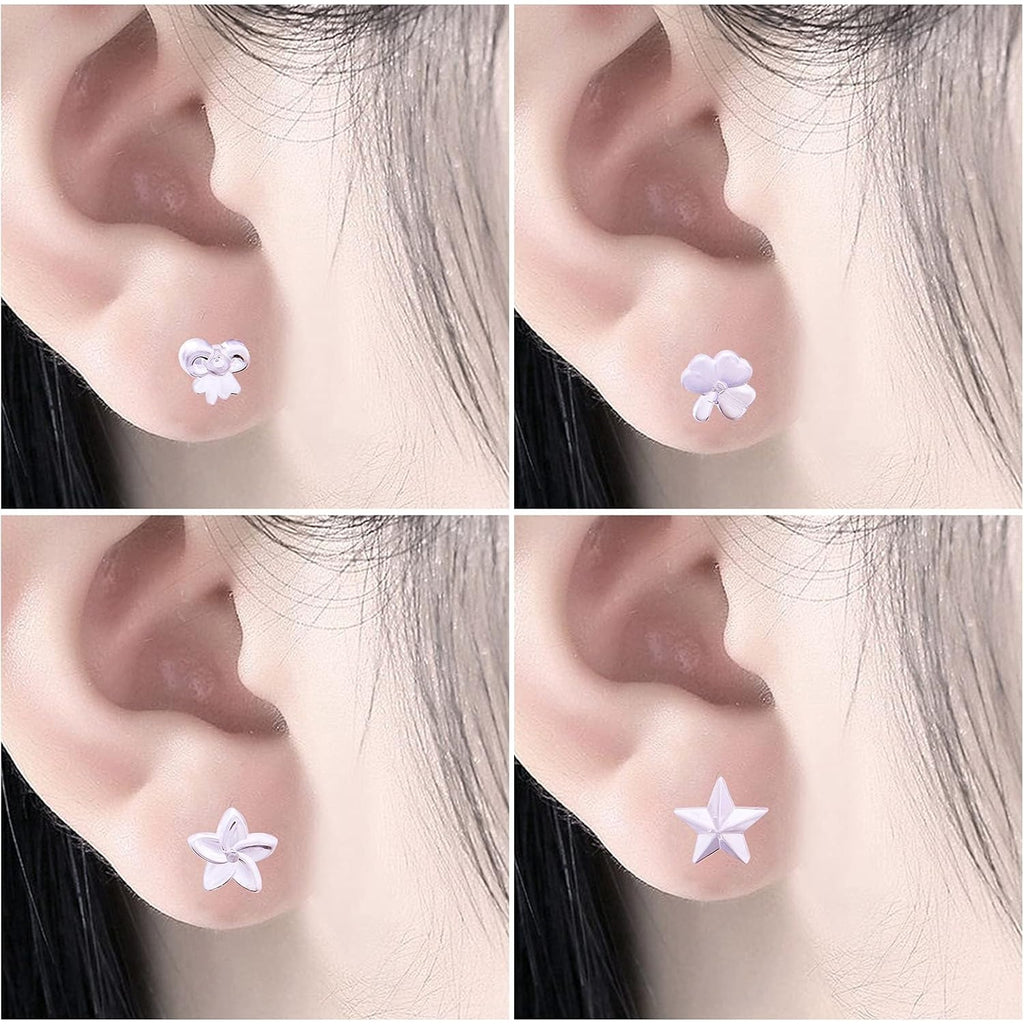 50pcs Clear Resin Earring Studs & Backs, 5 Styles, DIY Jewelry Making Findings, Adult, Non-Foldable