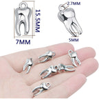 50 Pieces Antique Silver Tooth Pendant Charms Alloy Heathy Teeth Dangle Charms Hanging Ornaments Links for DIY Necklace Bracelet Jewelry Making Supplies