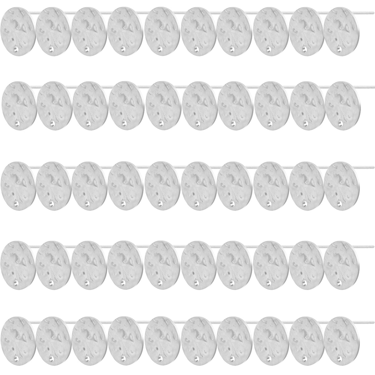 50pcs 12 mm Wavy Pattern Blank Flat Round Stud Earring Findings Stainless Steel Earring Posts with Loop and 50pcs Clear Silicone Earring Backs for DIY Jewelry Making, 2 Colors