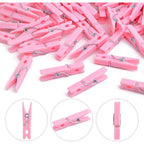 100 Piece Pink Plastic Photo Clips Small Laundry Clothespins Clips Decorative Craft Paper Clips for String Fairy Lights Picture Home Office Decor, 34 x 5 x 8.5 mm