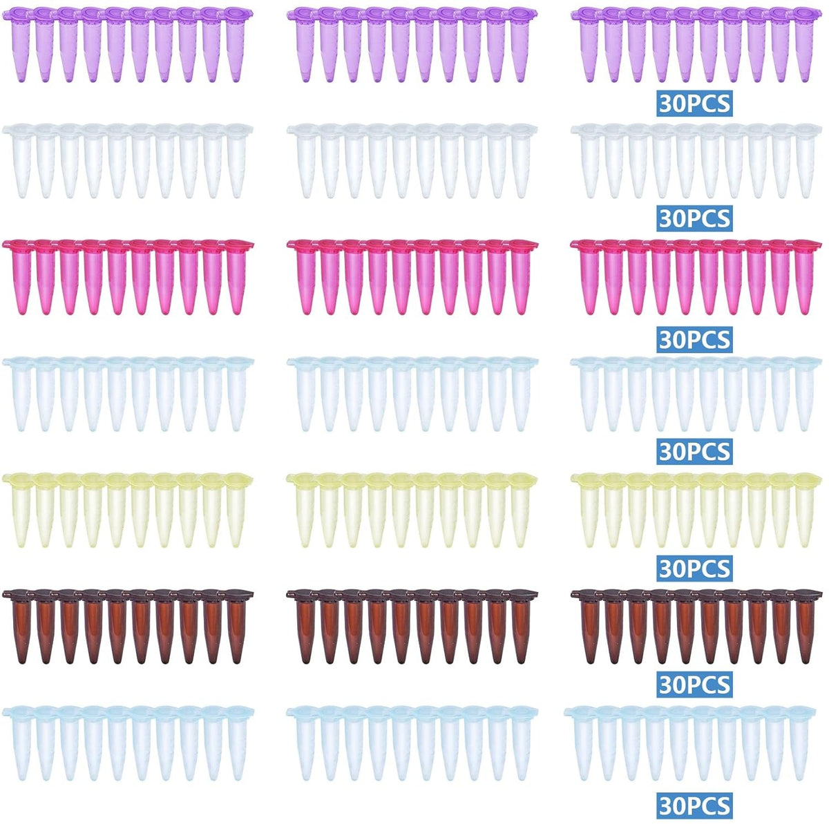 210pcs 0.5ml Centrifuge Tubes Plastic Graduated Polypropylene Microcentrifuge Vials Tubes Mirco Test Tubes with Snap Cap for Sample Storage Container No-Leak, 7 Colors