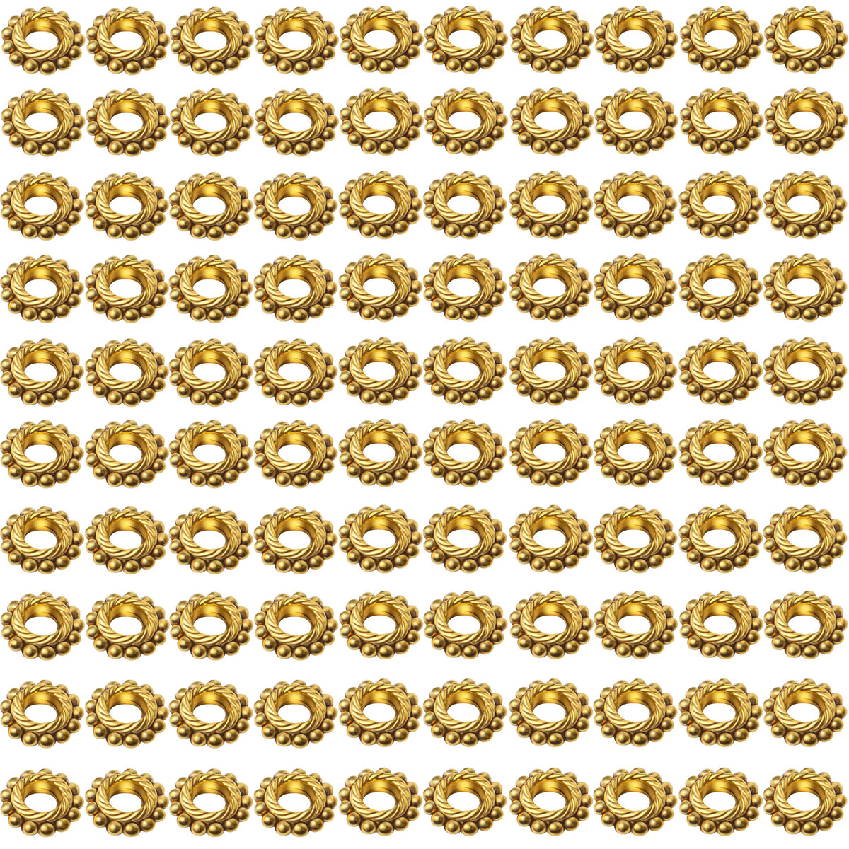 100pcs Alloy 8mm Spacer Beads - Jewelry Spacer Beads with A Box for DIY Bracelet Making (Antique Silver and Antique Gold)