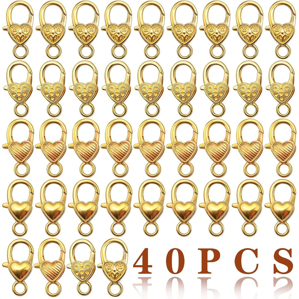 Lobster Claw Clasp,40pcs 26x14mm Heart Lobster Claw Clasps Tibetan Jewellery Lobster Clasps Craft DIY Accessories for Jewelry Necklaces Bracelet,4 Styles