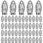 100pcs Antique Silver Religious Jesus Beads Alloy Virgin Mary Our Lady Rosary Spacer Beads Double-Sided Loose Beads for DIY DIY Rosary Bracelet Necklace Jewelry Making