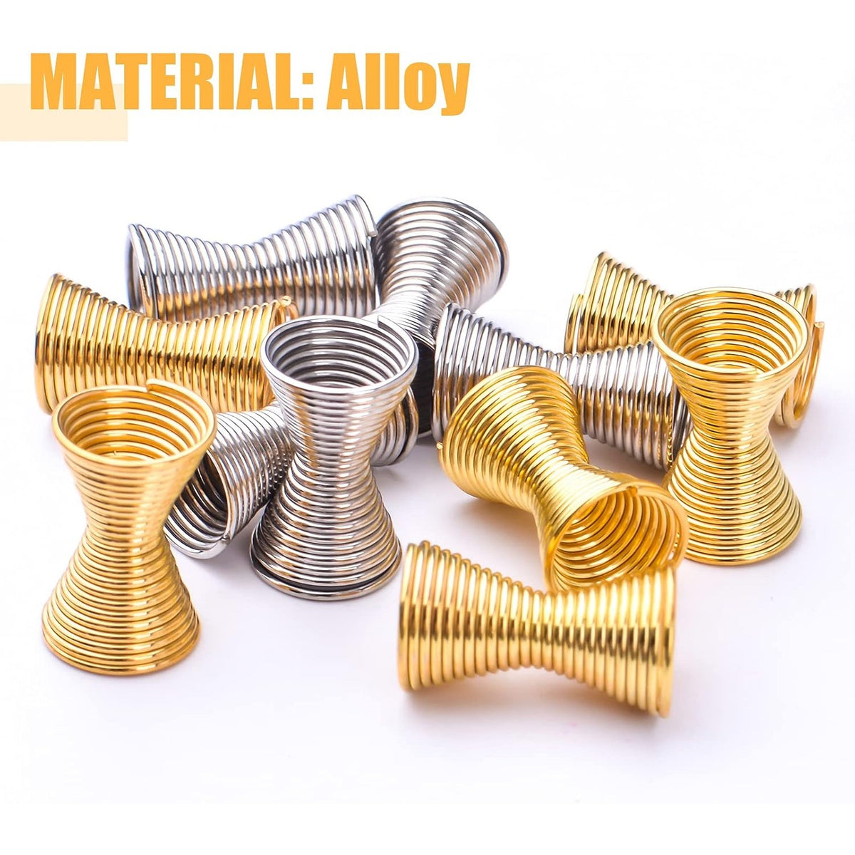 60pcs Double Side Large Artistic Spring Beads Caps Alloy Spacer Beads Caps Jewelry Bead Connectors Accessories for DIY Bracelet Necklace Crafts Jewelry Making, Golden and Silver