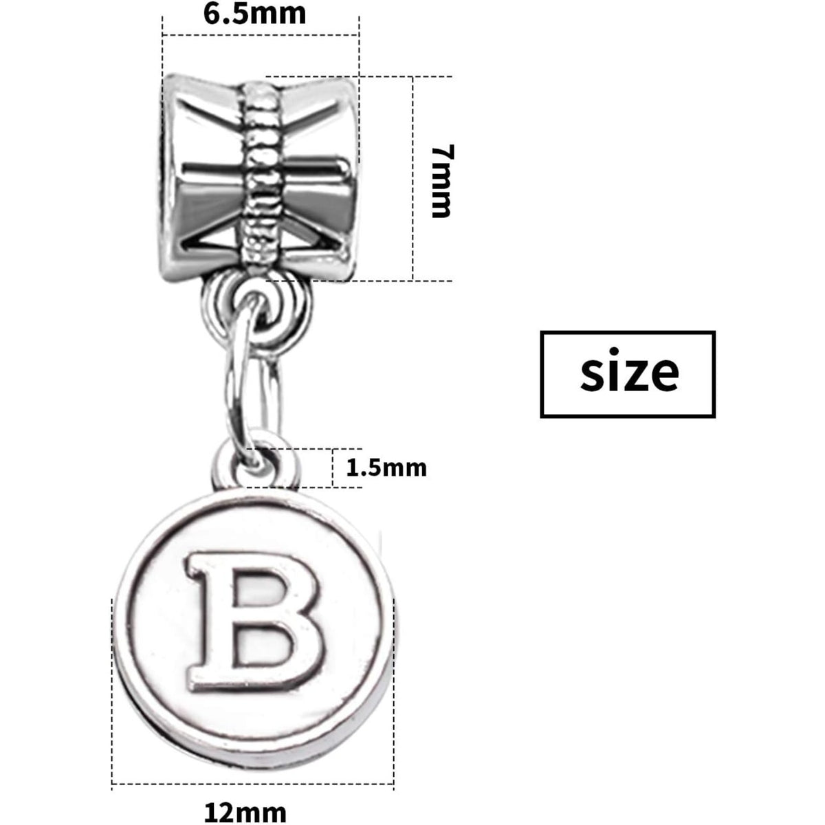 26pcs Letter Charms Alphabet A - Z Letter Charm Pendants with Bail Beads for Necklace Bracelets Jewelry Making,Silver