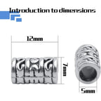 60pcs Tibetan Antique Silver Spacers European Large Hole Beads Charms Hollow Tube Bead Caps for DIY Dreadlocks Jewelry Crafts