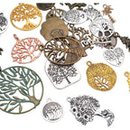 100g(40-60pcs) Alloy Tree of Life Charms Pendants Beads Craft Supplies for Jewelry Making Necklace Bracelet, Mixed Color