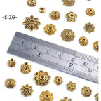 120g Bead Caps with A Clear Storage Box, Tibetan Gold Beads Spacers Jewelry Findings Accessories for Jewelry Making 300-350 Pieces