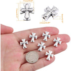 50pcs Antique Silver Cross Spacer Beads Tibetan Alloy Cross Crucifix Charm Beads with A Box Craft Supplies for DIY Jewelry Bracelet Jewelry Making, 13 mm × 11 mm
