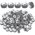 100pcs Silver Alloy Beads Loose Beads Rondelle Shiny Spacer Beads Tibetan Antique European Large Hole Spacers for Bracelet Necklace DIY Jewelry Making,7.5 * 3.5mm