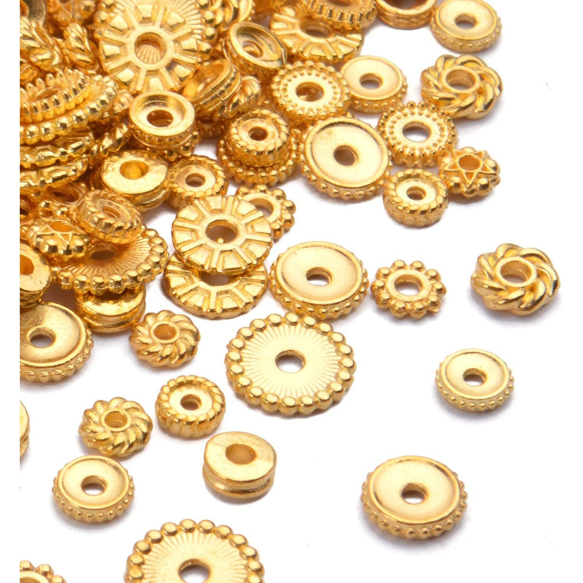 100 Gram(About 170-300pcs) Spacer Beads Jewelry Bead Charm Spacers Alloy Spacer Beads for Jewelry Making DIY Bracelets Necklace and Crafting,Gold