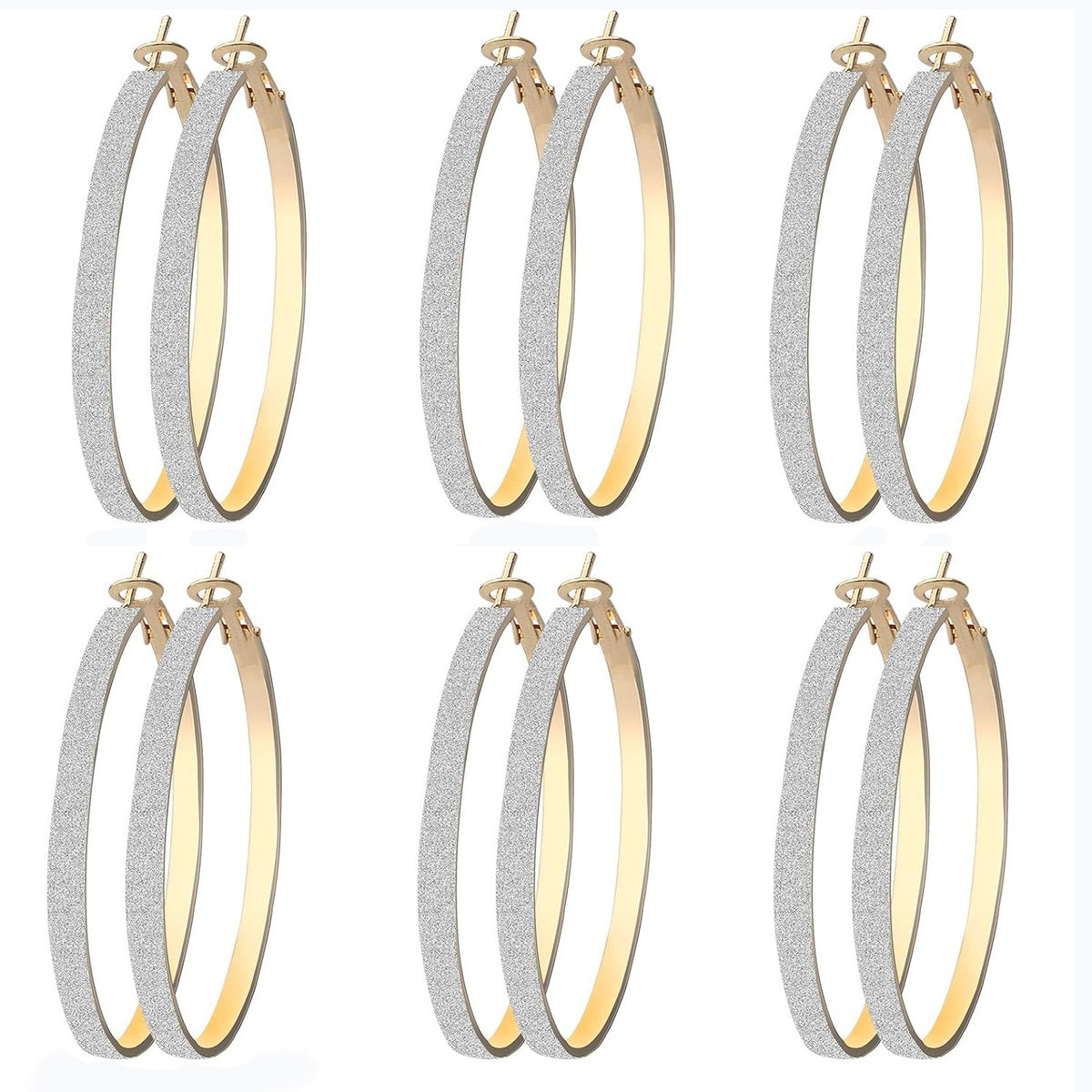 6 Pairs Hoop Earrings Set, Hypoallergenic Big Circle Beading Earrings Classic Christmas Round Hoop Earrings for Women Wedding Party Favor Gifts(Golden, Silver)