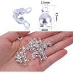 1000pcs Silver Metal Open Bead Tips Knot Covers Terminators Clamp End Cord Ends for DIY Jewelry Making Accessory