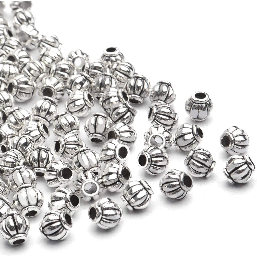 Tibetan Spacer Beads, 200 Pcs Antique Silver, Alloy, Round, Craft Beads, Hole: 1.5 mm